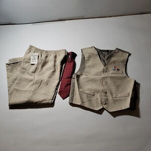 Boys' Tan Suit Set with Vest and Tie